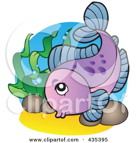 Royalty-Free (RF) Clipart Illustration of a Logo Of A Purple Freshwater Fish by visekart