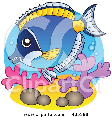 Royalty-Free (RF) Clipart Illustration of a Logo Of A Powder Blue Tang Marine Fish by visekart