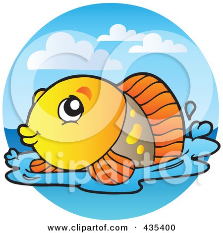 Royalty-Free (RF) Clipart Illustration of a Logo Of An Orange Freshwater Fish - 2 by visekart