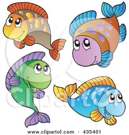 Royalty-Free (RF) Clipart Illustration of a Digital Collage Of Freshwater Fish - 1 by visekart