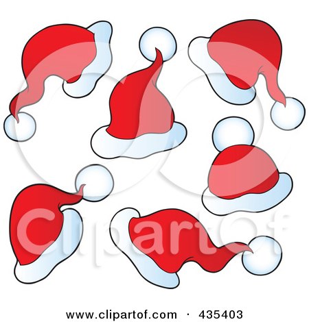 Royalty-Free (RF) Clipart Illustration of a Digital Collage Of Santa Hats - 2 by visekart