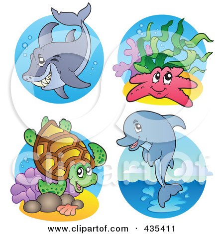 Royalty-Free (RF) Clipart Illustration of a Digital Collage Of Sea Creatures - 2 by visekart