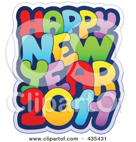 Royalty-Free (RF) Clipart Illustration of a Colorful Happy New Year 2011 Greeting by visekart