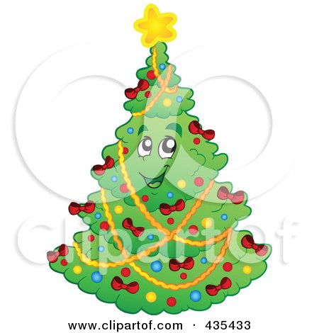 Royalty-Free (RF) Clipart Illustration of a Friendly Christmas Tree by visekart