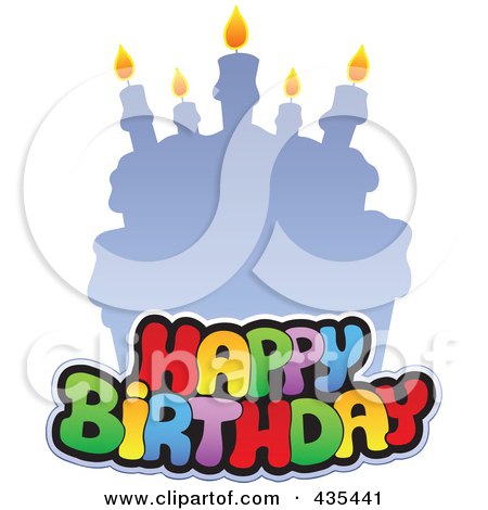Royalty-Free (RF) Clipart Illustration of Happy Birthday Text Against A Faded Cake by visekart