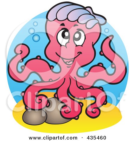 Royalty-Free (RF) Clipart Illustration of a Logo Of An Octopus by visekart