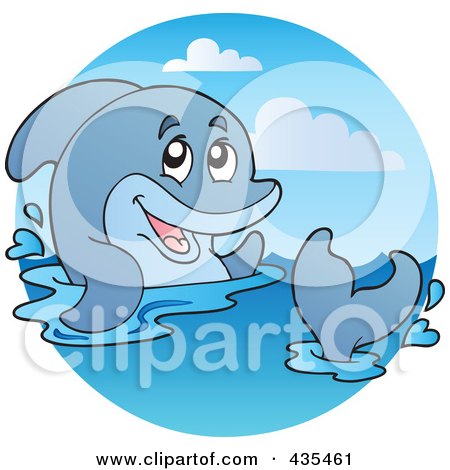 Royalty-Free (RF) Clipart Illustration of a Logo Of A Dolphin by visekart