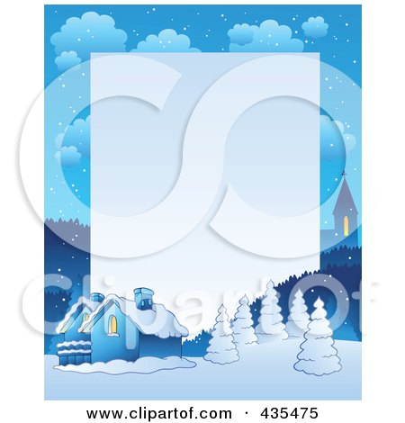 Royalty-Free (RF) Clipart Illustration of a Winter Village Frame With Copyspace by visekart