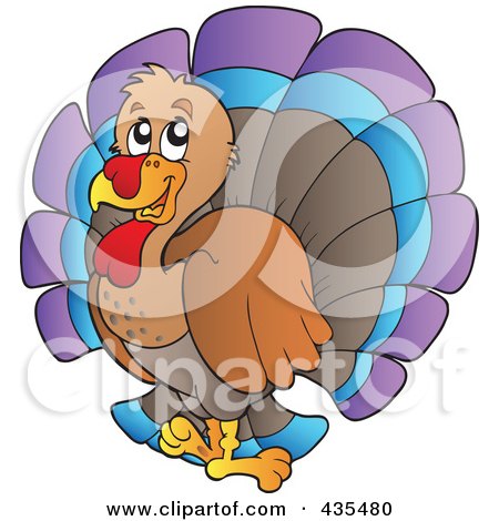 Royalty-Free (RF) Clipart Illustration of a Happy Turkey Bird by visekart