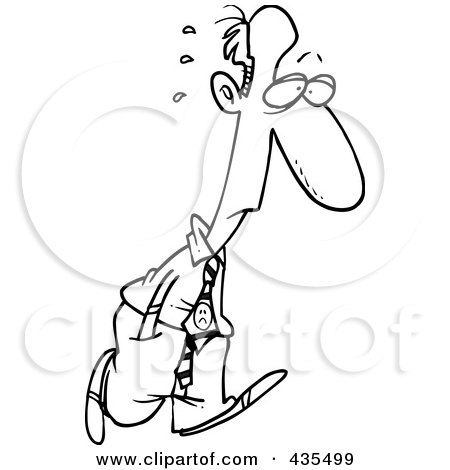 Royalty-Free (RF) Clipart Illustration of a Line Art Design Of A Nervous Businessman Walking With His Hands In His Pocket by toonaday