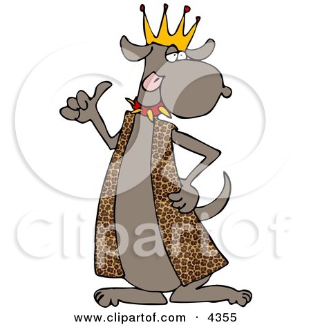 Dog King Wearing Leopard Skin Robe and Spike Collar Clipart by djart