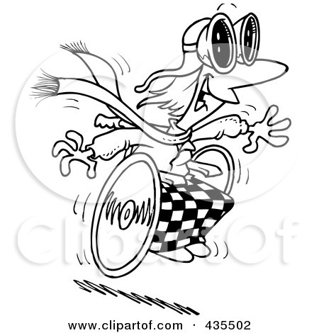 Royalty-Free (RF) Clipart Illustration of a Line Art Design Of A Handicap Person Racing Downhill On A Wheelchair by toonaday