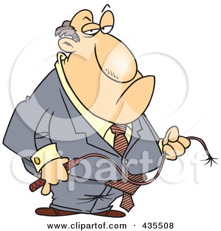 Royalty-Free (RF) Clipart Illustration of a Fat Caucasian Businessman Holding A Whip by toonaday