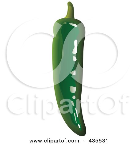 Royalty-Free (RF) Clipart Illustration of a 3d Shiny Green Hot Pepper by michaeltravers