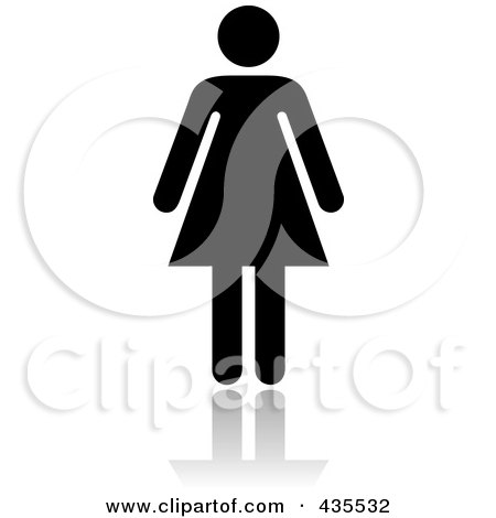 Royalty-Free (RF) Clipart Illustration of a Black Ladies Restroom Icon by michaeltravers