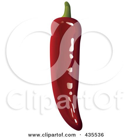 Royalty-Free (RF) Clipart Illustration of a 3d Shiny Red Hot Pepper by michaeltravers