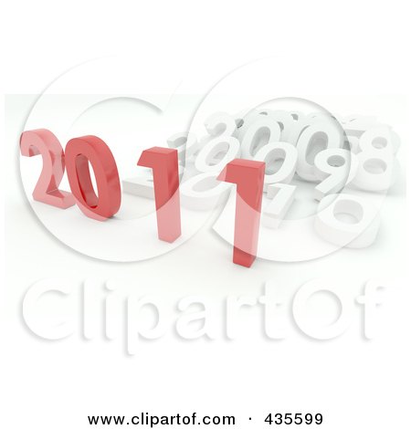 Royalty-Free (RF) Clipart Illustration of a 3d Red 2011 In Front Of White Years by KJ Pargeter