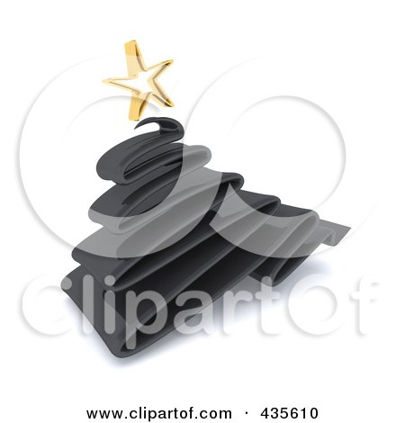 Royalty-Free (RF) Clipart Illustration of a 3d Black Scribble Christmas Tree by KJ Pargeter
