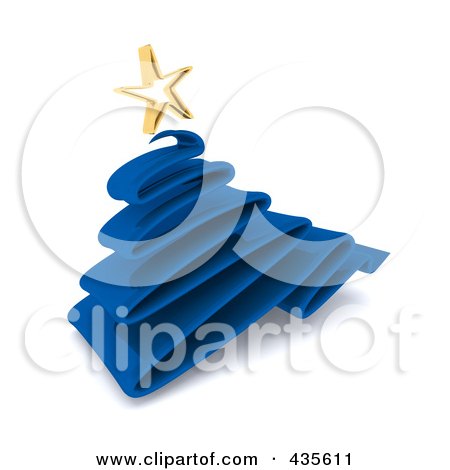 Royalty-Free (RF) Clipart Illustration of a 3d Blue Scribble Christmas Tree by KJ Pargeter