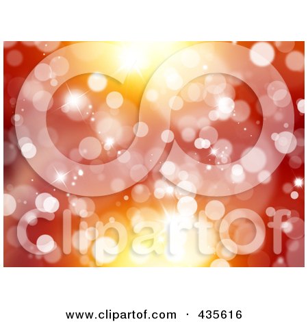Royalty-Free (RF) Clipart Illustration of a Red And Yellow Background With Sparkles by KJ Pargeter