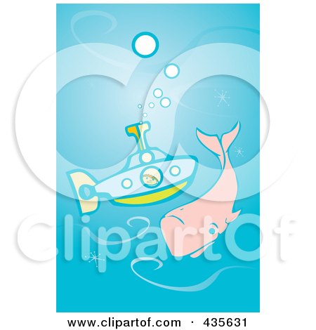Royalty-Free (RF) Clipart Illustration of a Boy In A Submarine, Passing A Whale by xunantunich