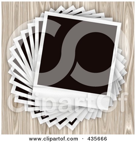 Royalty-Free (RF) Clipart Illustration of a Twisted Pile Of Blank Polaroid Pictures by Arena Creative