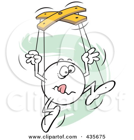 Royalty-Free (RF) Clipart Illustration of a Goofy Moodie Character Puppet Over Green Squiggles by Johnny Sajem