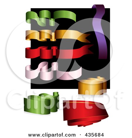 Royalty-Free (RF) Clipart Illustration of a Digital Collage Of Colorful Ribbons by MilsiArt