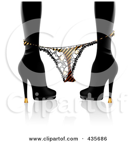 Royalty-Free (RF) Clipart Illustration of a Silhouetted Woman In Heels, Her Thong Panties At Her Ankles by MilsiArt