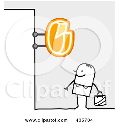 Royalty-Free (RF) Clipart Illustration of a Stick Man Standing Under A Cheese Sign by NL shop
