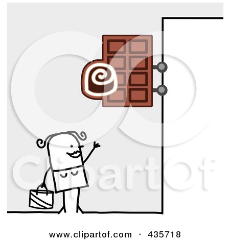 Royalty-Free (RF) Clipart Illustration of a Stick Man Standing Under A Chocolate Sign by NL shop