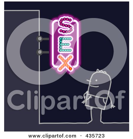 Royalty-Free (RF) Clipart Illustration of a Stick Man Standing Under A Sex Sign by NL shop