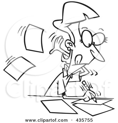 Royalty-Free (RF) Clipart Illustration of a Line Art Design Of A Fast Author Writing On Pages by toonaday