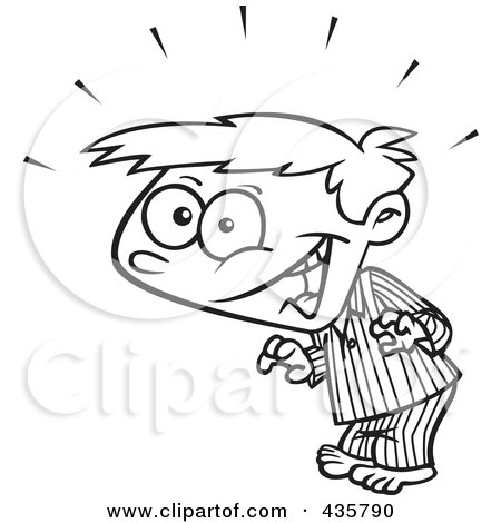 Royalty-Free (RF) Clipart Illustration of a Line Art Design Of A Super Surprised Boy In His Pajamas by toonaday