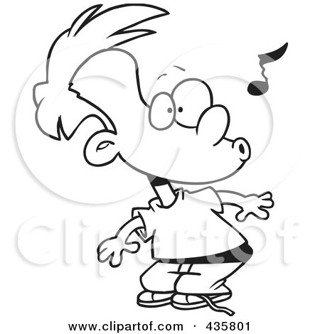 Royalty-Free (RF) Clipart Illustration of a Line Art Design Of An Impressed Boy Whistling by toonaday