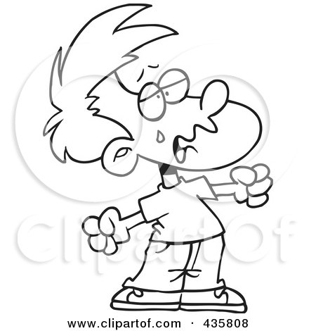 Royalty-Free (RF) Clipart Illustration of a Line Art Design Of A Spoiled Boy Crying by toonaday