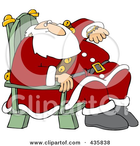 Royalty-Free (RF) Clipart Illustration of Santa Sitting In A Chair And Glancing At His Watch by djart