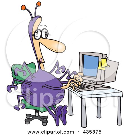 Royalty-Free (RF) Clipart Illustration of a Multi Armed Webmaster by toonaday