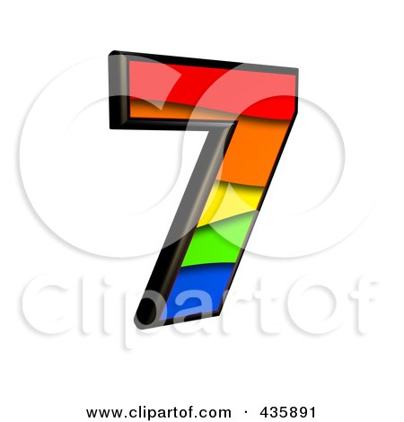 Royalty-Free (RF) Clipart Illustration of a 3d Rainbow Symbol; Number 7 by chrisroll