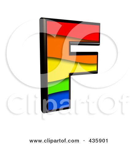 Royalty-Free (RF) Clipart Illustration of a 3d Rainbow Symbol; Capital Letter F by chrisroll
