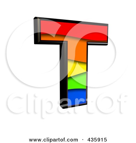 Royalty-Free (RF) Clipart Illustration of a 3d Rainbow Symbol; Capital Letter T by chrisroll