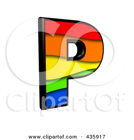 Royalty-Free (RF) Clipart Illustration of a 3d Rainbow Symbol; Capital Letter P by chrisroll