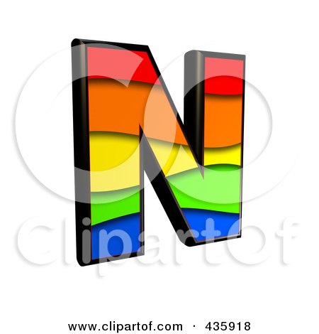Royalty-Free (RF) Clipart Illustration of a 3d Rainbow Symbol; Capital Letter N by chrisroll