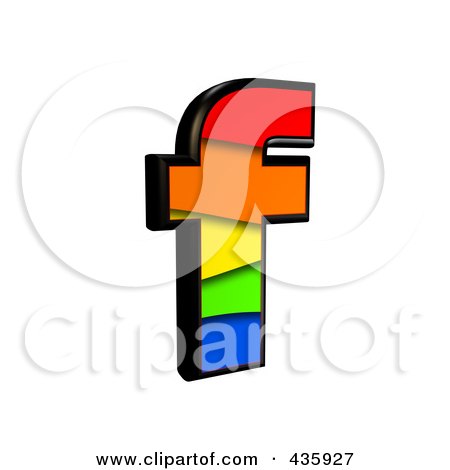 Royalty-Free (RF) Clipart Illustration of a 3d Rainbow Symbol; Lowercase Letter f by chrisroll