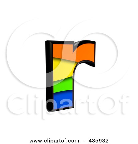 Royalty-Free (RF) Clipart Illustration of a 3d Rainbow Symbol; Lowercase Letter r by chrisroll