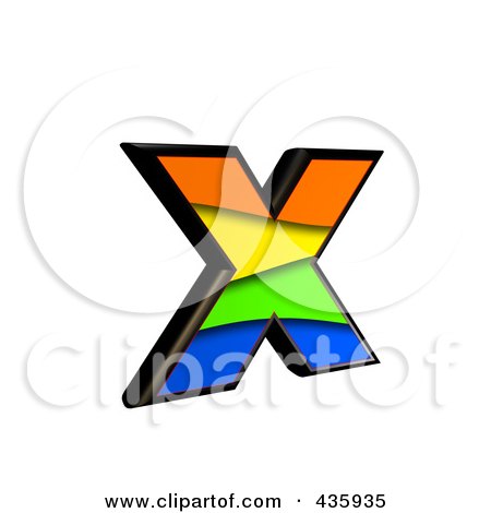 Royalty-Free (RF) Clipart Illustration of a 3d Rainbow Symbol; Lowercase Letter x by chrisroll