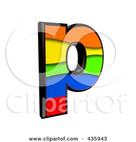 Royalty-Free (RF) Clipart Illustration of a 3d Rainbow Symbol; Lowercase Letter p by chrisroll