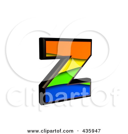 Royalty-Free (RF) Clipart Illustration of a 3d Rainbow Symbol; Lowercase Letter z by chrisroll