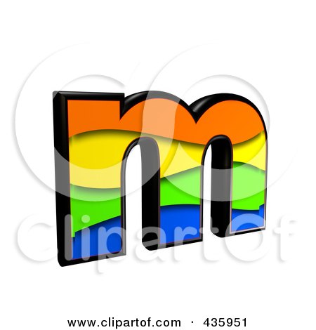 Royalty-Free (RF) Clipart Illustration of a 3d Rainbow Symbol; Lowercase Letter m by chrisroll