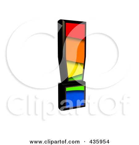 Royalty-Free (RF) Clipart Illustration of a 3d Rainbow Symbol; Exclamation Point by chrisroll